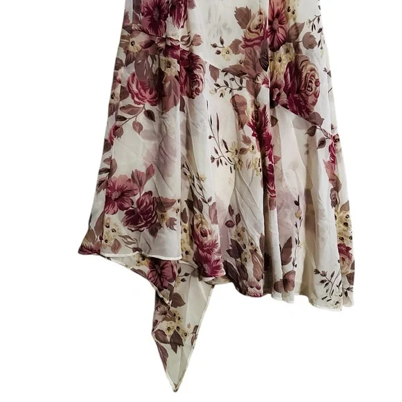 Vintage 90s Cowl Neck Dress Asymmetric Beaded Sequin Feminine Romantic - Picture 8 of 9